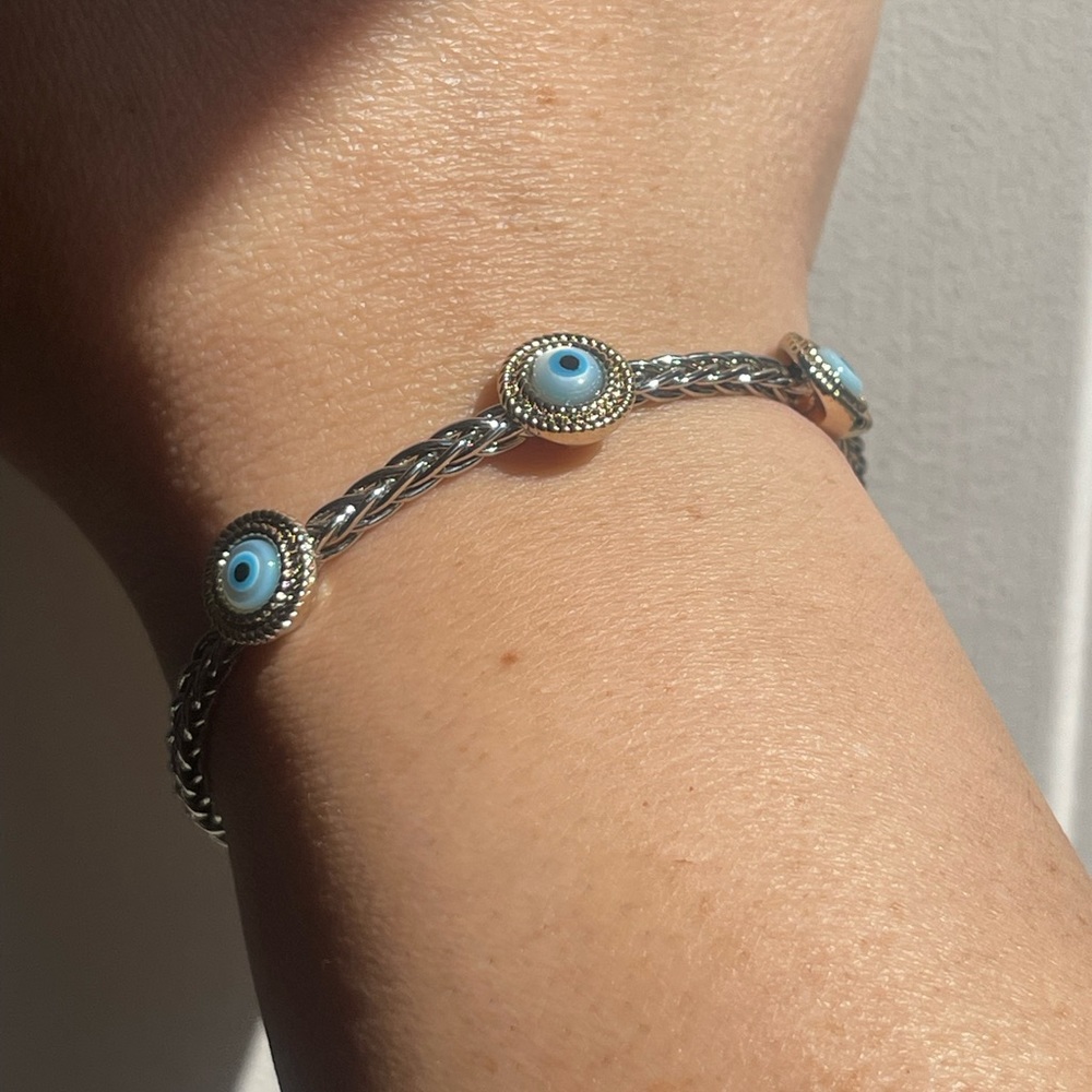 Evil Eye Bracelet For Women Silver Tone